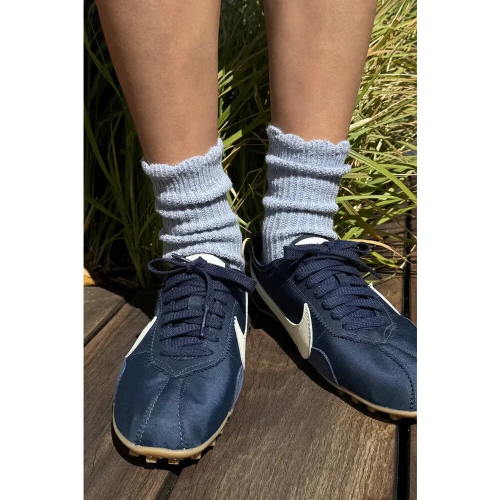 Le Bon Shoppe - Linen Scallop Socks | Pale Blue